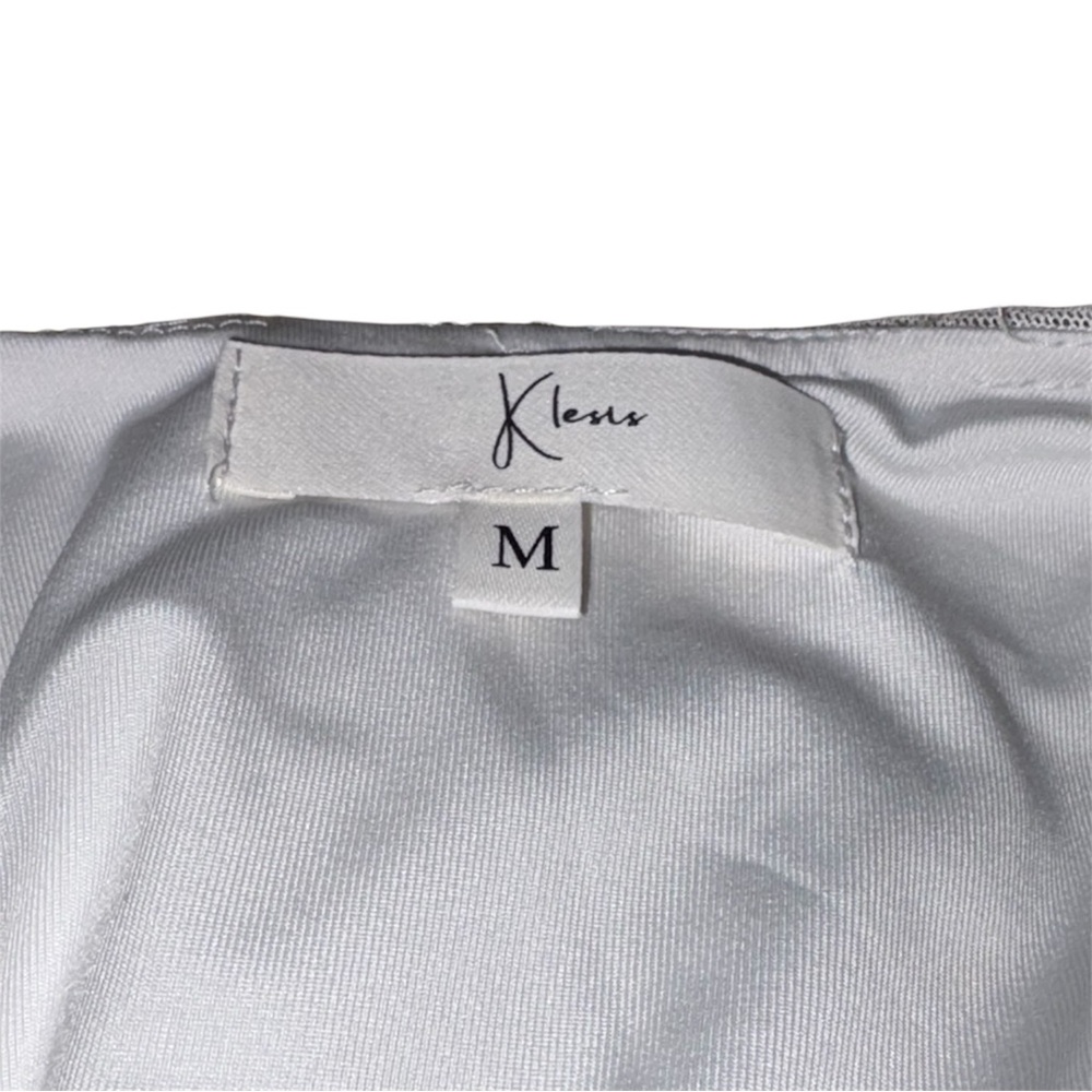 White Ruched Form Fitting Rhinestone Sparkle Mini Dress - Picture 5 of 5